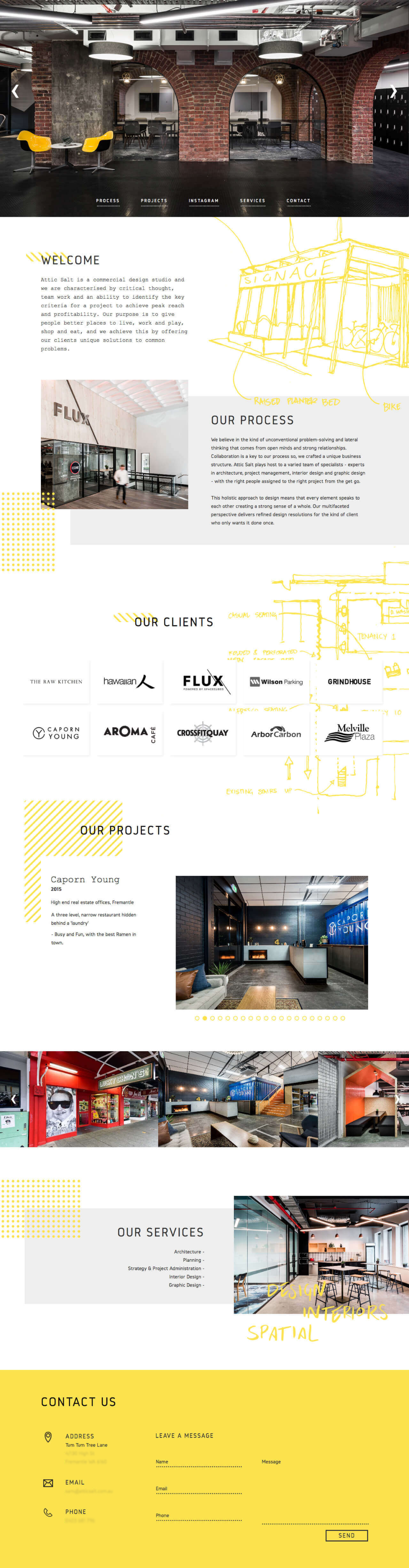 The whole one-page site live shot from final development