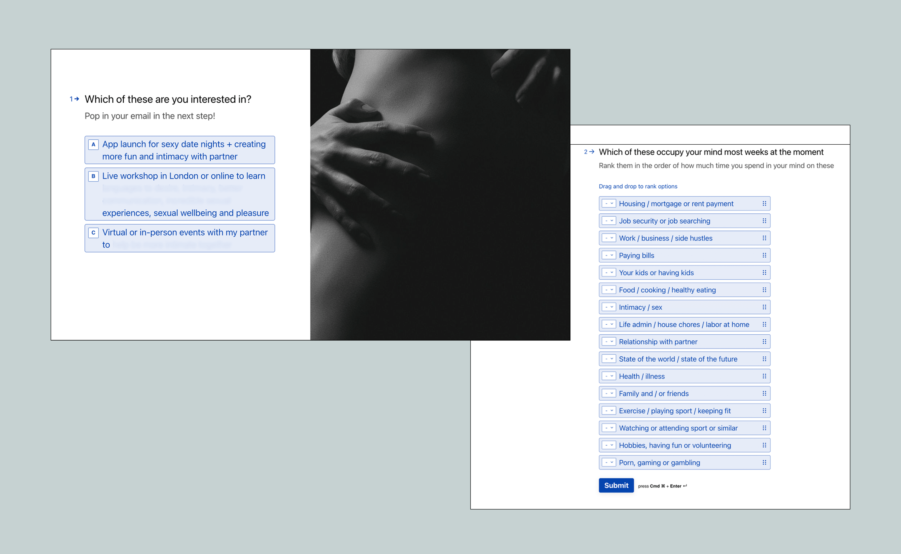 Shots from the survey platform I used to setup the real-world tests