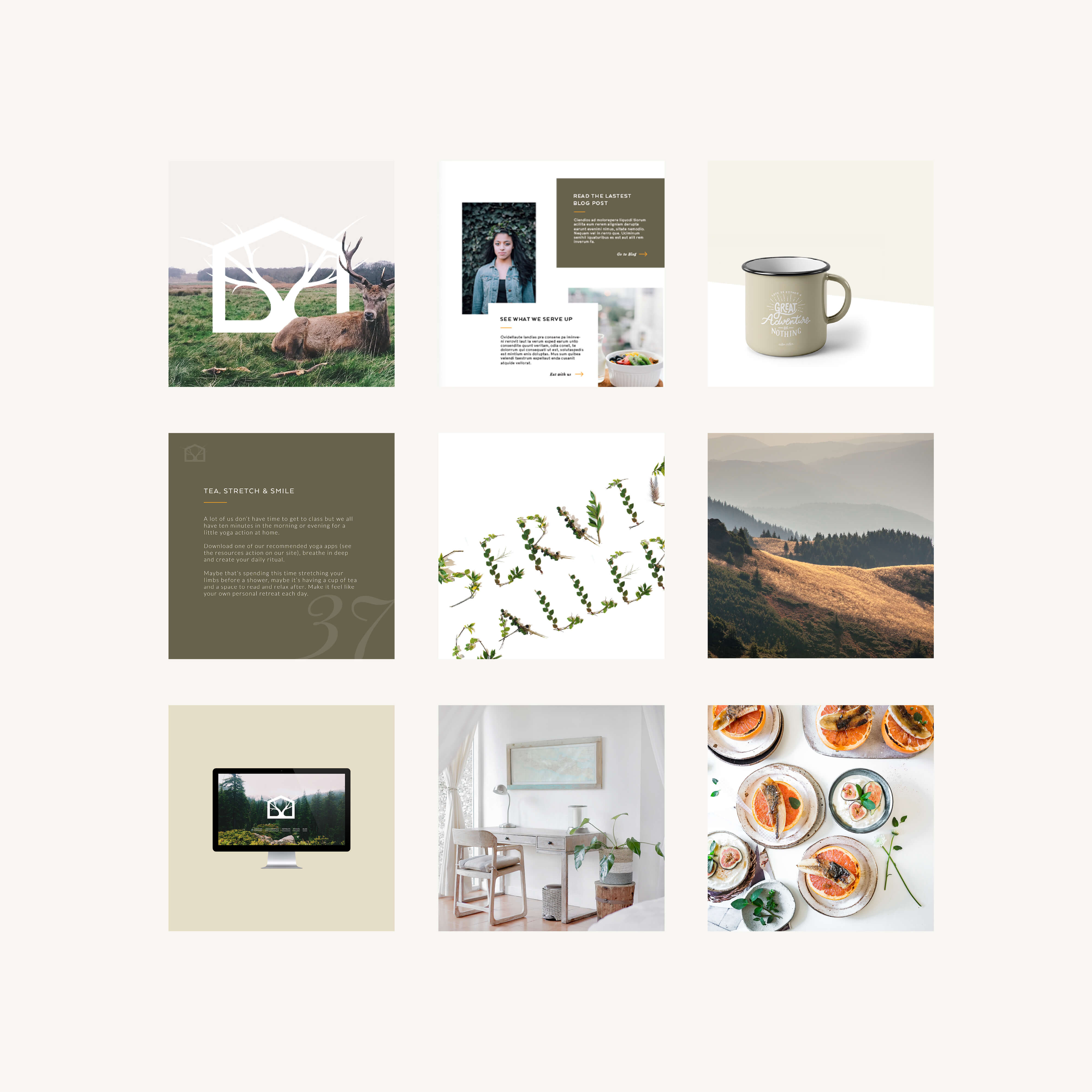 A grid of 3x3 images are shown for the social media planning