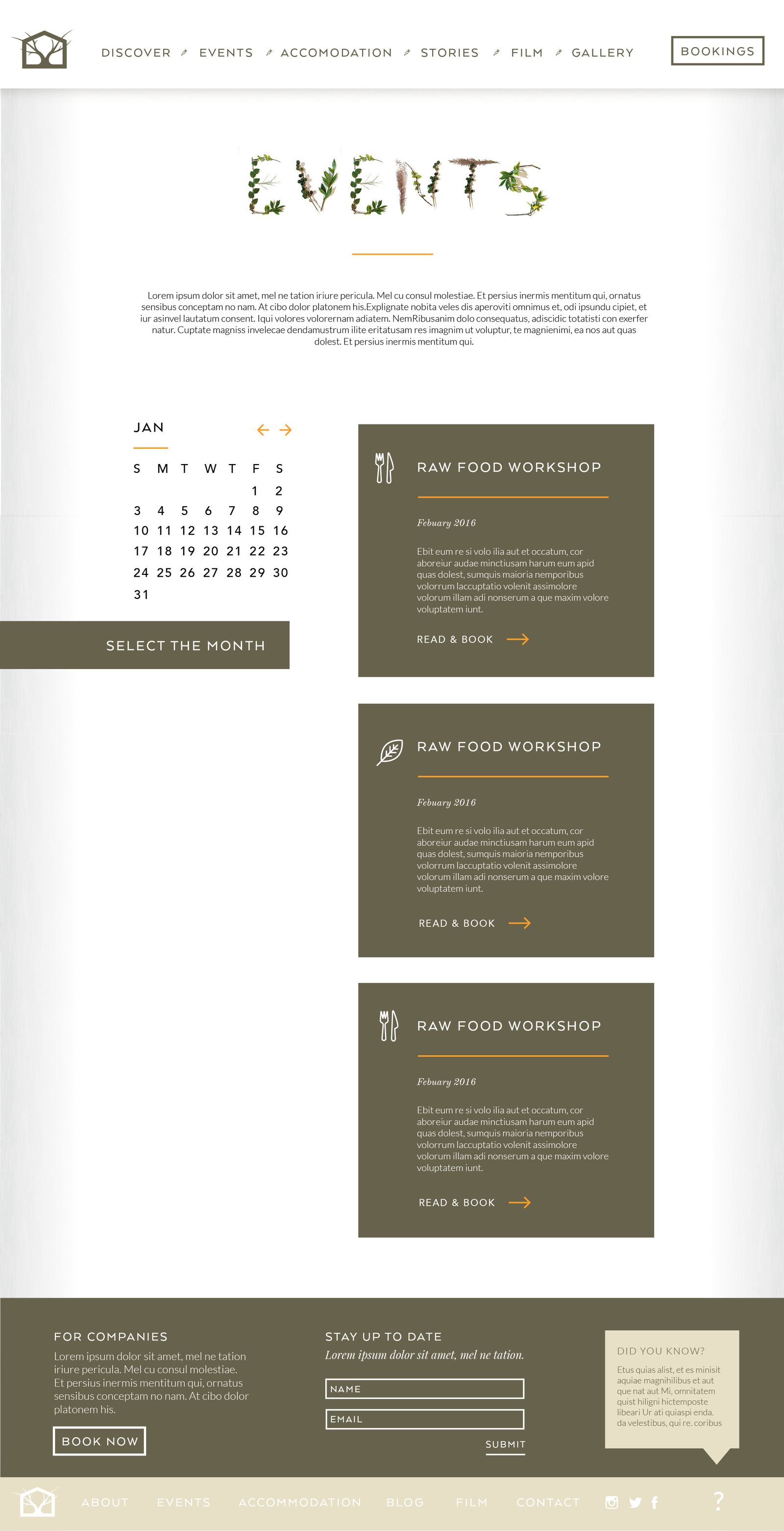 The events and workshop website page to find information and book programs