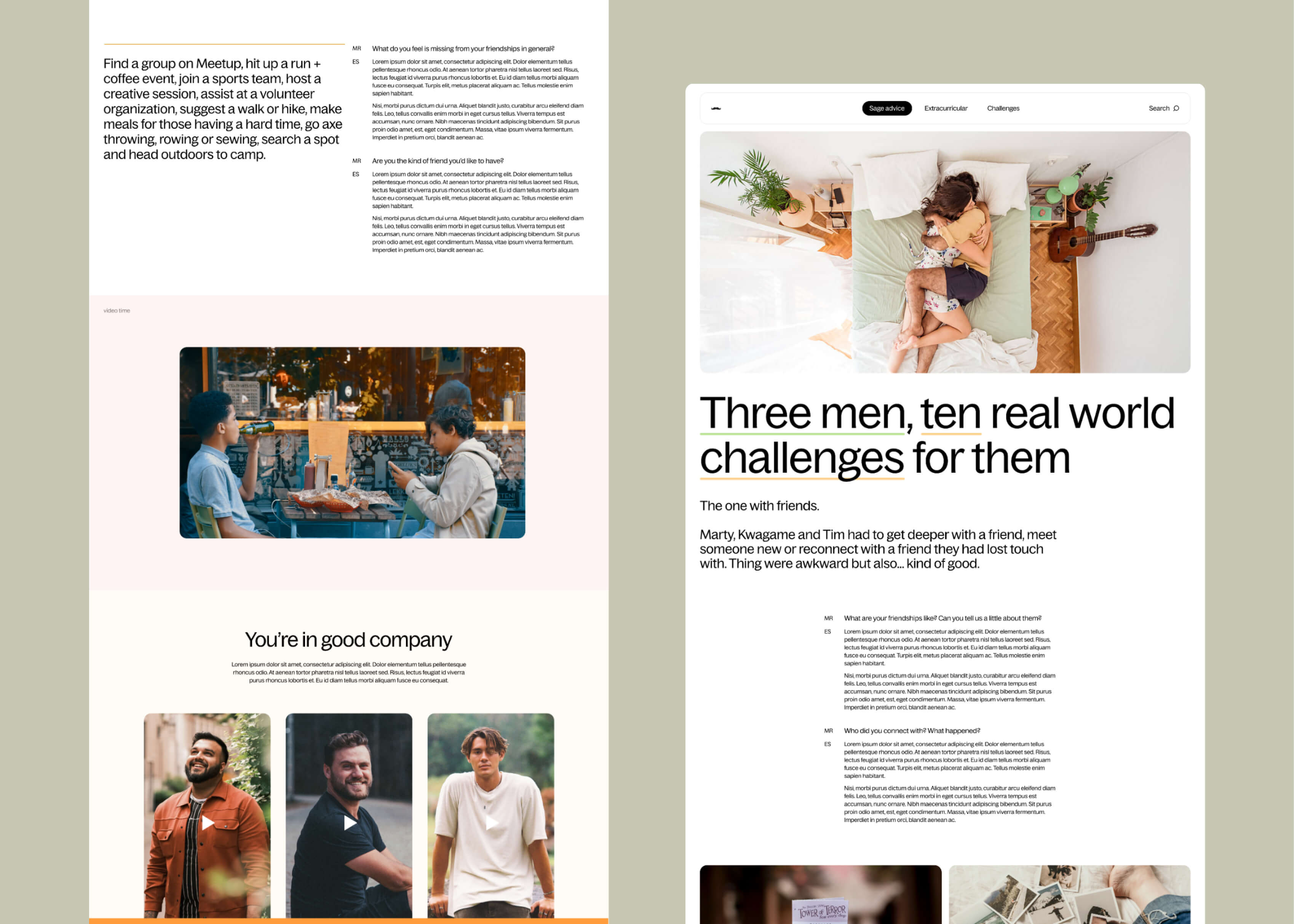 Website design of the initial testing website for use