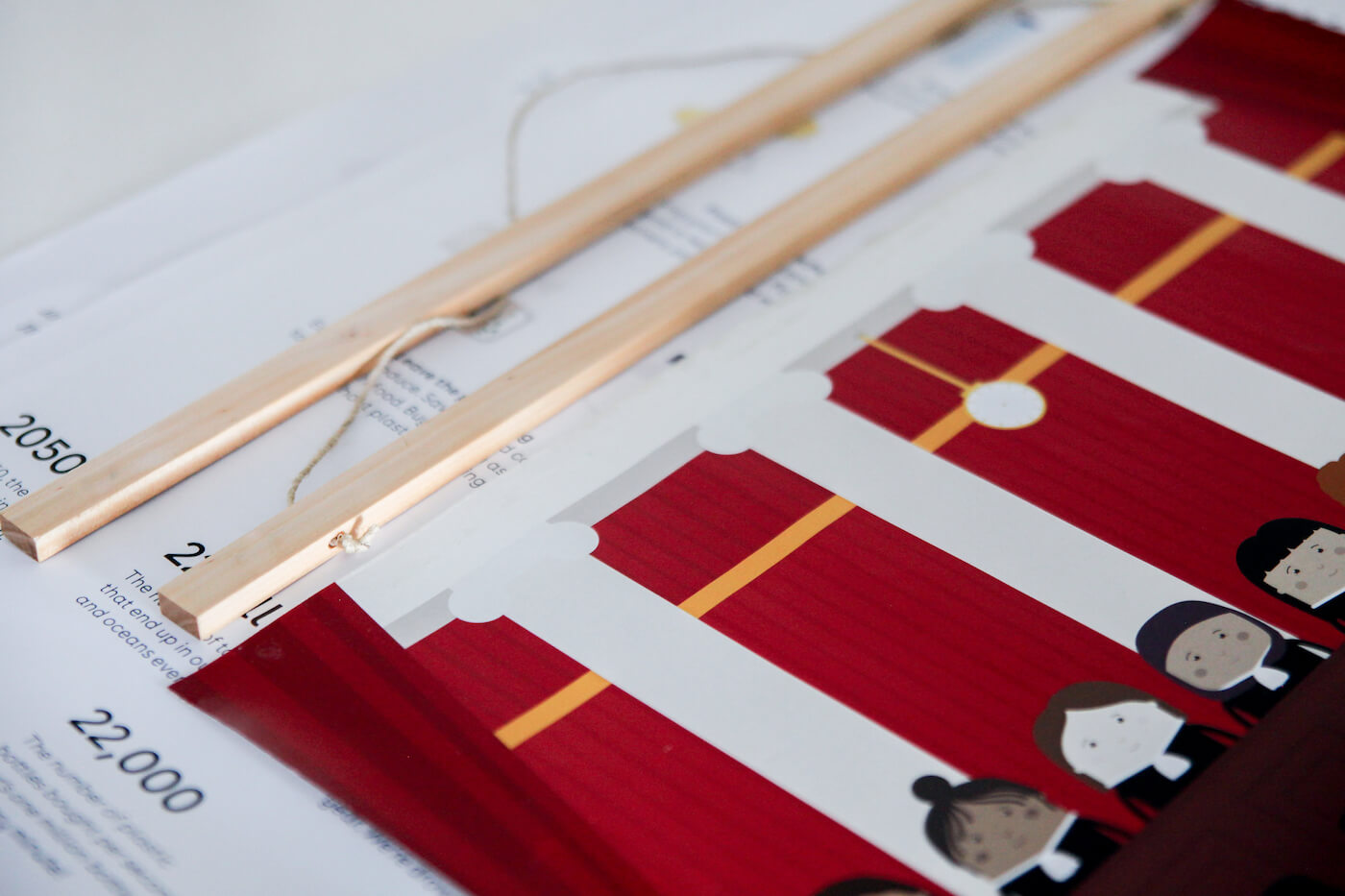 A close up shot of the wooden frames with magnets in them so they would stick together when hanging posters.