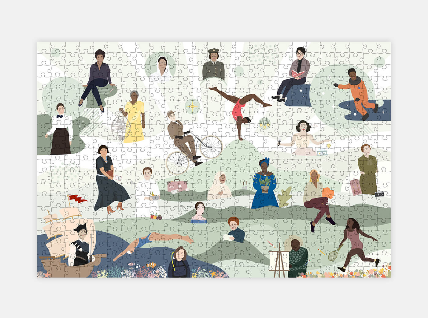 A shot of the puzzle on a light grey background