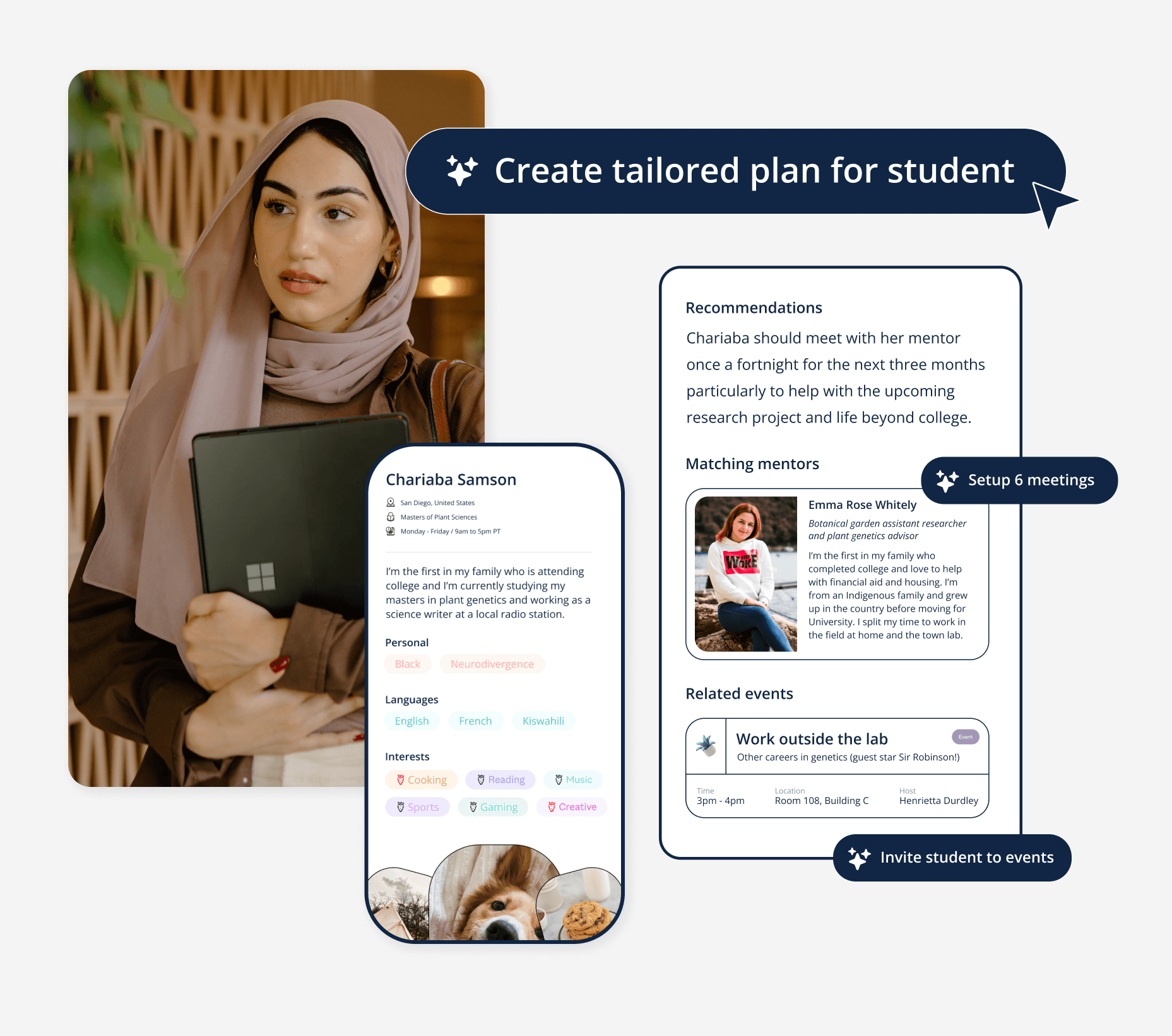 AI support to created tailored student support plans by program administrators