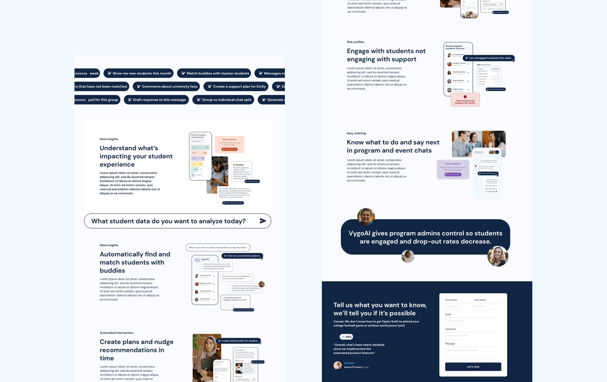 Landing page design I created to sell the upcoming AI features