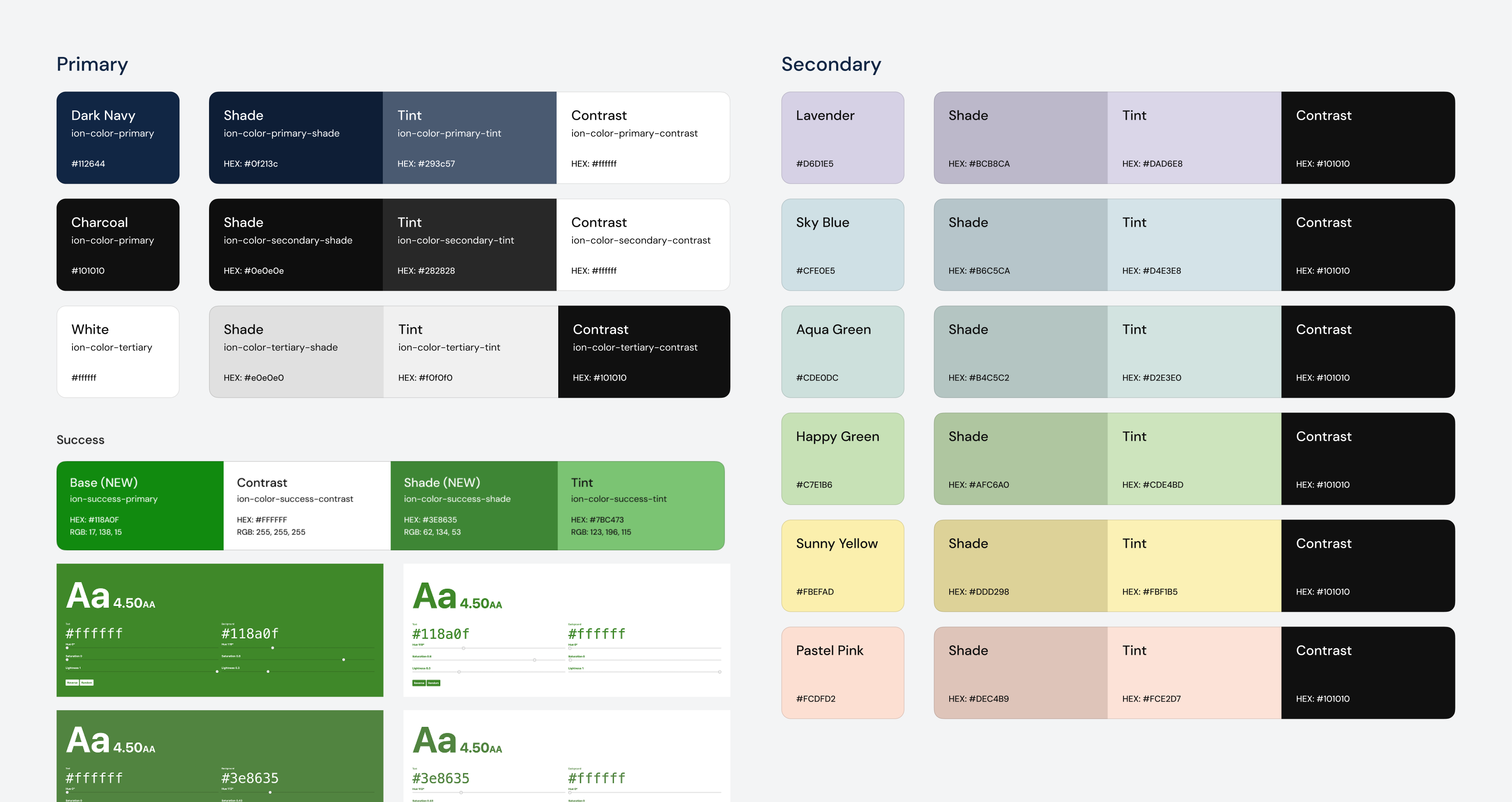 An image with a grey background showing parts of the updated color palette
