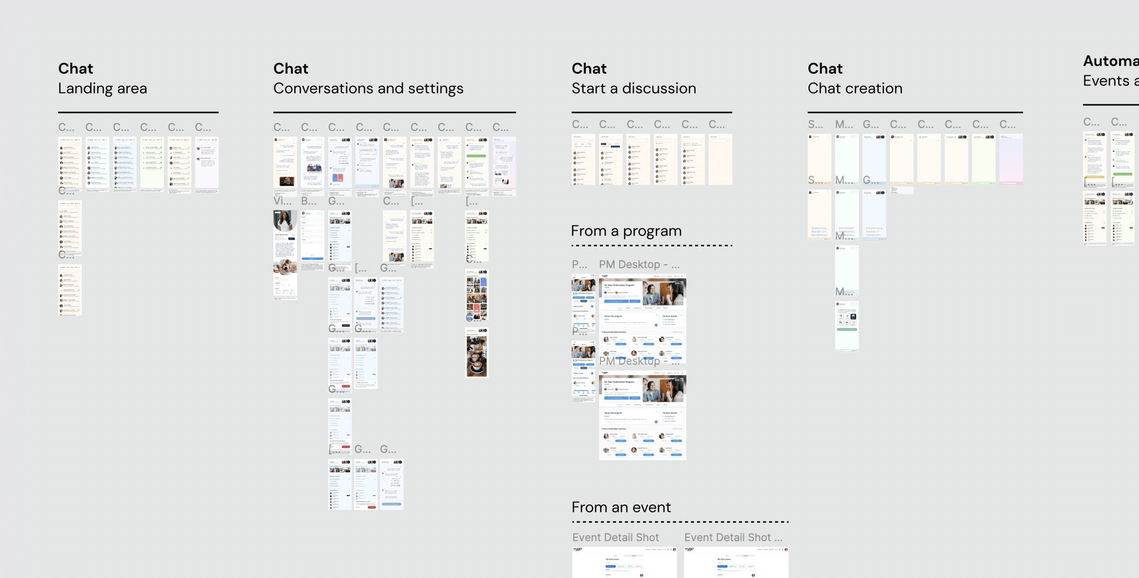 A screenshot from Figma showing the work in progress of all various states