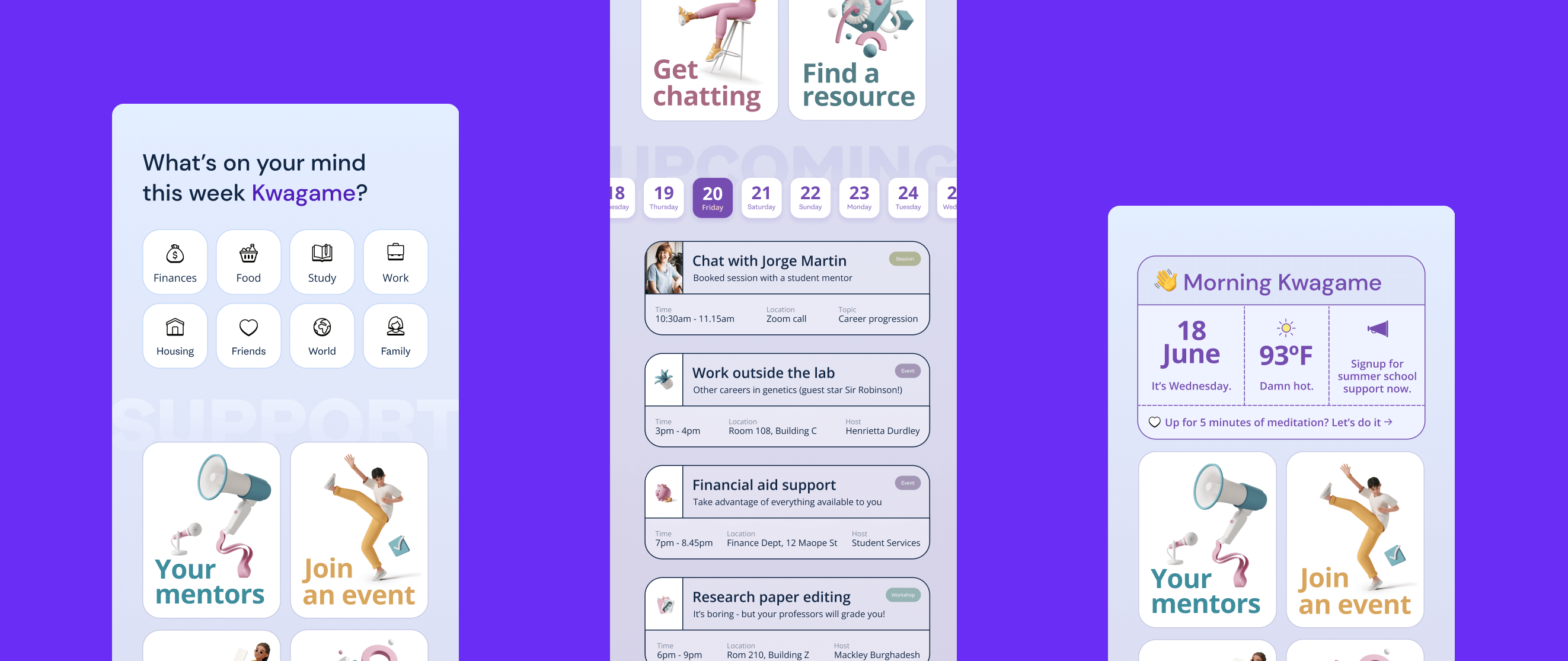 Showing the new dashboard on mobile screens with an idea for a new user interface design