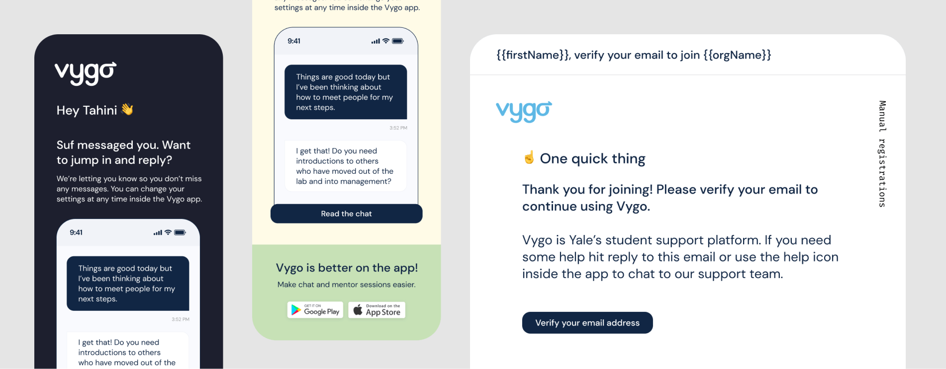 An image showing designs of mobile product notification emails