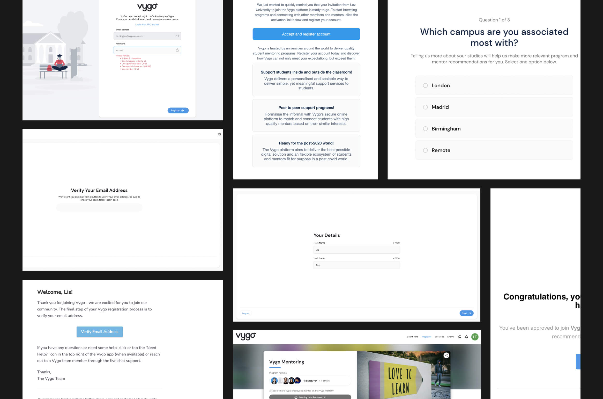 Some shots of the application when I started